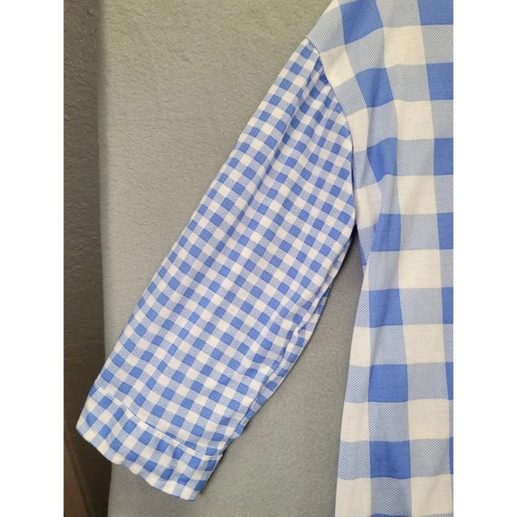 Eden & Olivia Womens Shirt Plaid Checkered Button Up Womens 1X Blue White Blouse - Picture 3 of 10